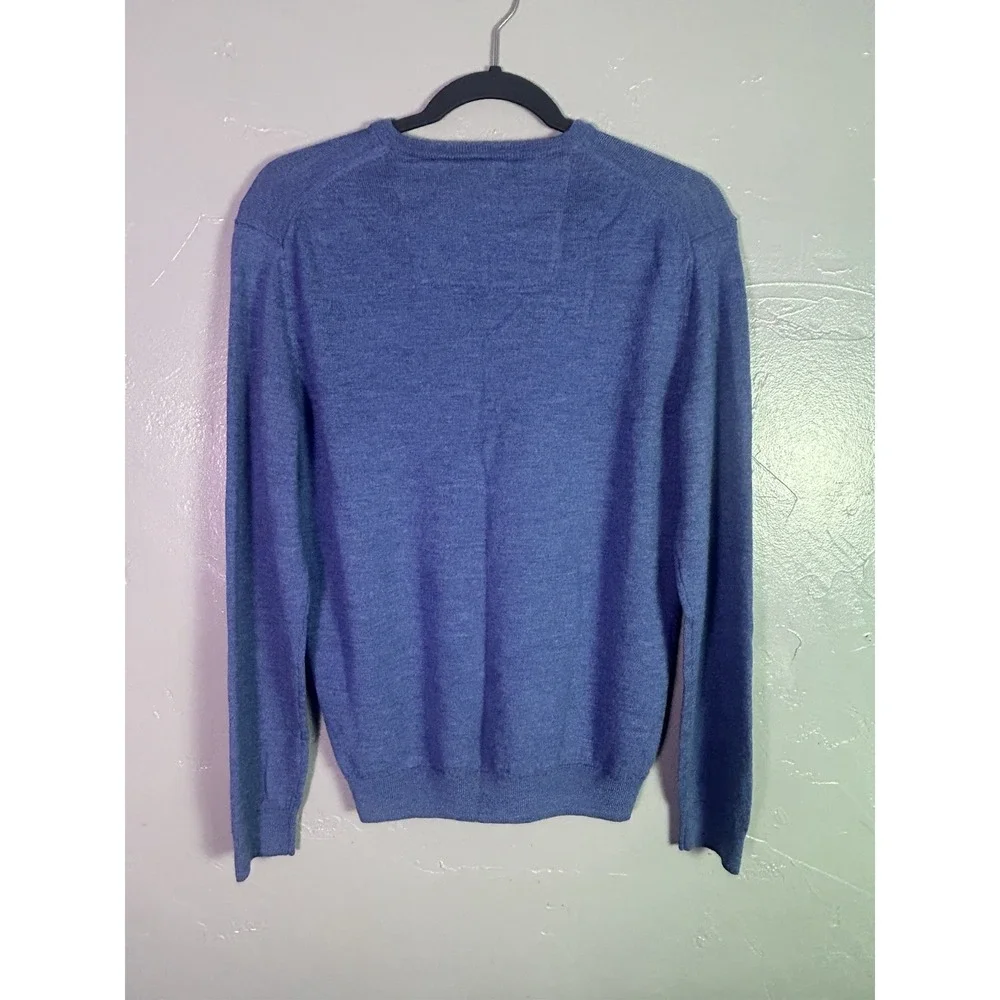 Calvin Klein Extra Fine Merino Wool Knit Sweater Men's M Blue V-Neck